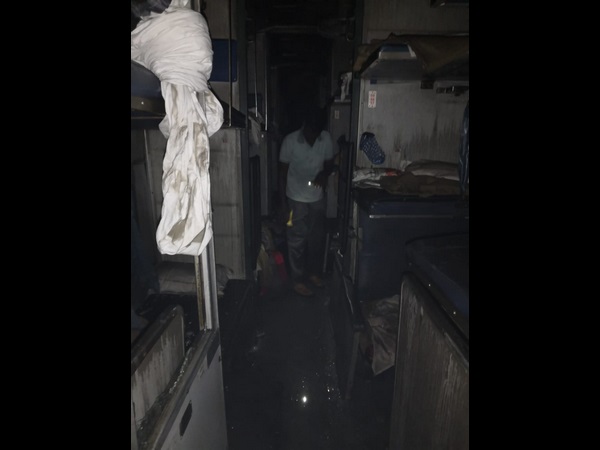 Fire found on a moving train near Kambadakone