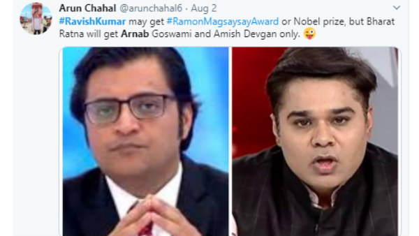 ಅರ್ನಬ್‌ಗೆ ಭಾರತ ರತ್ನ ಪ್ರಶಸ್ತಿ