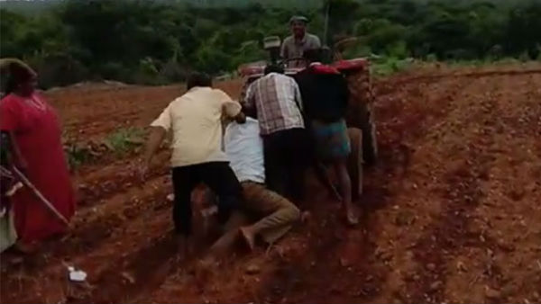 EX MLA Cheluvarayaswamy relative tries to run tractor over farmer family