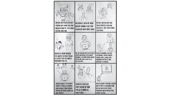 Cartoon For Women Safety And Cyber Crime 