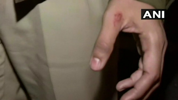 A protester At Vijay Chowk Today Bit Additional DCP