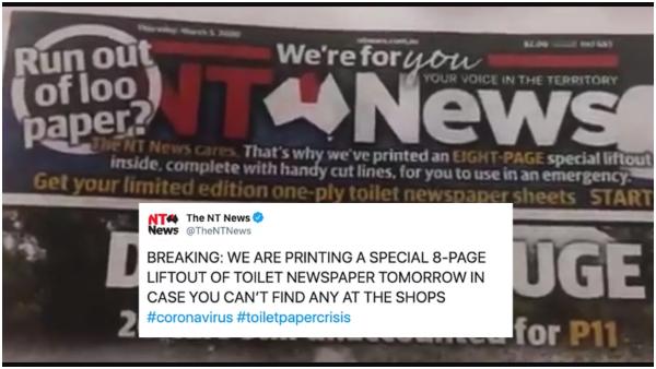 Australian Newspaper Prints Extra Pages To Use As Toilet Paper 