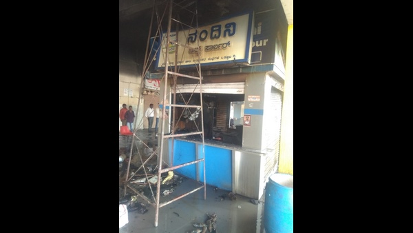 Fire To Milk Booth In Channapatna Bus Stand