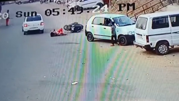 Car And Scooty Accident In Mudigere