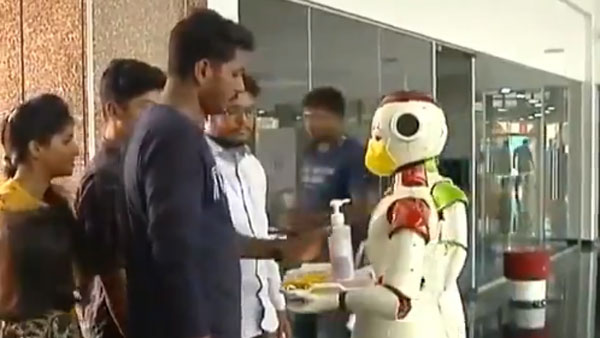 Coronavirus: Robots in Kerala dispensing sanitisers, advices people how to prevent Coronavirus: Robots in Kerala dispensing sanitisers, advices people how to prevent