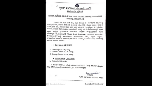 BBMP Ordered To Chicken And Mutton Price Not Be Rise 