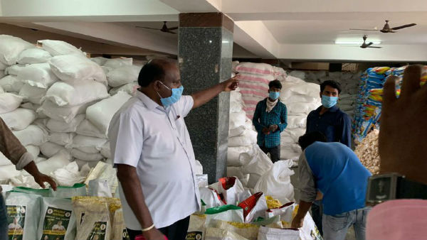 Distribution Of Food Items From HD Kumaraswamy In Ramanagara