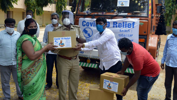 Infosys Foundation distributes essential items at Jigani village 