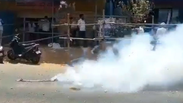 Firecrackers Brust In Front Of Liquor Shops At Karanataka Firecrackers Brust In Front Of Liquor Shops At Karanataka