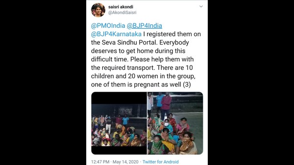 Young Woman In Udupi Helped Migrants To Reach Telangana Young Woman In Udupi Helped Migrants To Reach Telangana