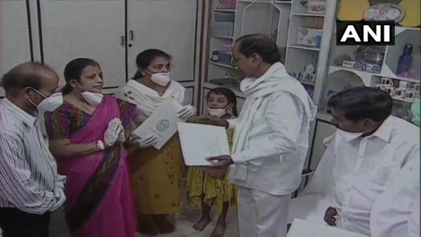 Telangana CM K Chandrasekhar Rao visits Colonel Bikkumalla Santosh Babus Family