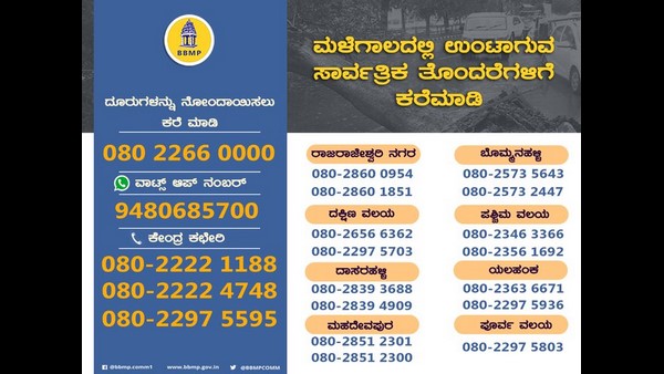 BBMP Sets Up 8 Zonal Control Rooms To Address Rain Woes 