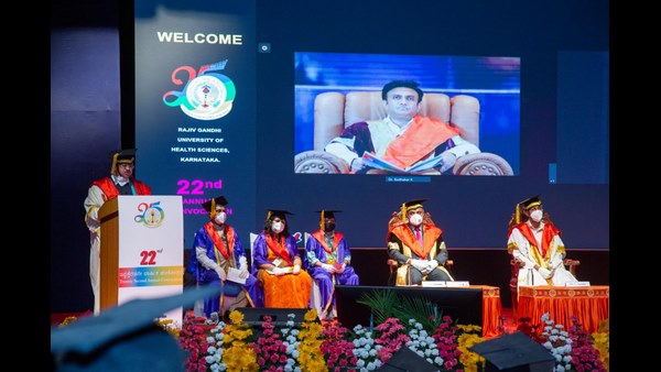 Medical Education Minister Dr.K.Sudhakar conferred Rajiv Gandhi Varsity degrees through online 
