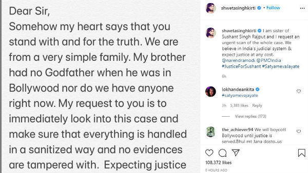 Sushant Singh’s Sister Urges PM Narendra Modi to Look Into the Case Personally