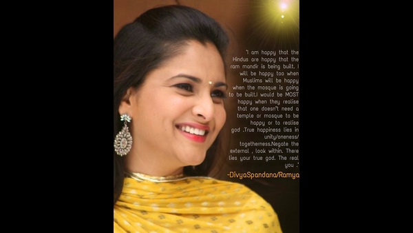 Temple Or Mosque Doesnt Need To Be A Happy, Ramya Facebook Post 