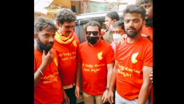Zameer Ahmed Khan protests in Bengaluru against the imposition of Hindi on Kannadigas
