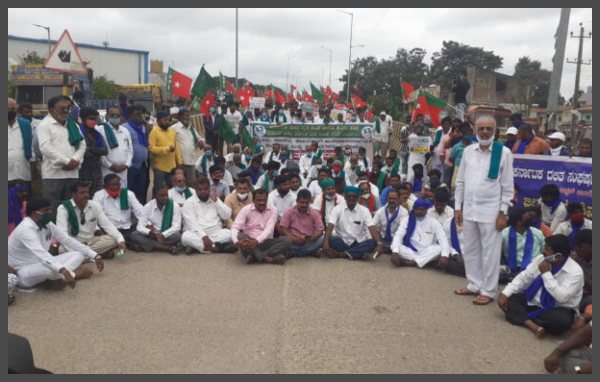 ಶಿವಮೊಗ್ಗ-ಹೊನ್ನಾಳಿ ರಸ್ತೆ ತಡೆದು ಪ್ರತಿಭಟನೆ