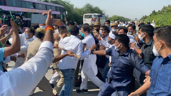 ಪೊಲೀಸ್ ಮತ್ತು ರಾಹುಲ್ ಗಾಂಧಿ ನಡುವೆ ವಾಗ್ವಾದ 