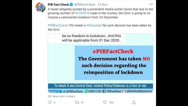 Fake News Buster: Twitter User Claims Another Lockdown In India From December 1st