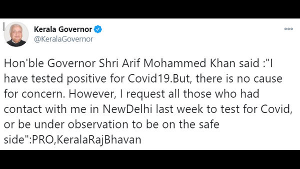 Kerala Governor Arif Mohammed Khan Tests Positive For Coronavirus