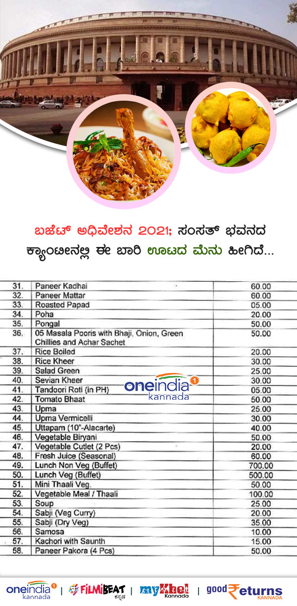 Here is the Non-subsidised Parliament Canteen Rates List