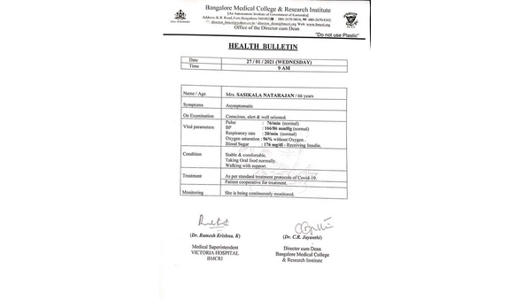 Sasikala To Be Released From Parappana Agrahara, May Have To Stay In Hospital Sasikala To Be Released From Parappana Agrahara, May Have To Stay In Hospital