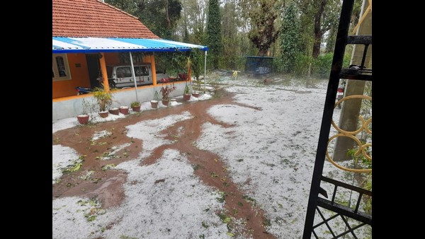 Kodagu: Heavy Rains Hailstorm lash in Shanivarasanthe Kodagu: Heavy Rains Hailstorm lash in Shanivarasanthe
