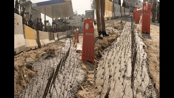 ರೈತರ ಪ್ರತಿಭಟನಾ ಪ್ರದೇಶದಲ್ಲಿ ಬ್ಯಾರಿಕೇಟ್, ಸರಪಳಿ 