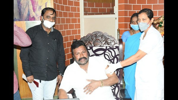 Agriculture Minister BC Patil has taken corona virus vaccine in Hirekerur