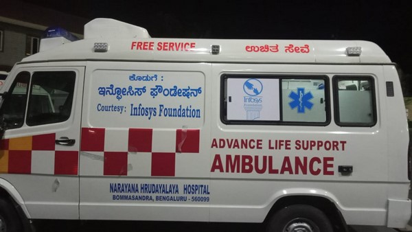 Infosys Foundation donates ambulances to Narayana Health Foundation Infosys Foundation donates ambulances to Narayana Health Foundation