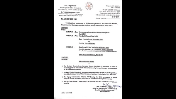 Chief Minister Basavaraj Bommai went Delhi to meet BJP High Command