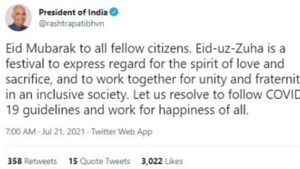 Eid Al-Adha 2021: PM Modi, President Kovind And Other Political Leaders Extend Wishes On Bakrid 