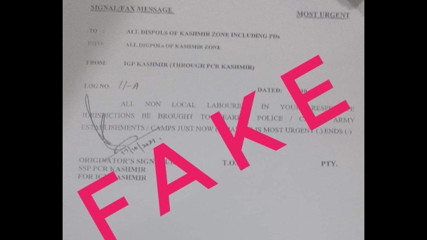Jammu Kashmir: police authorities to relocate non-local labourers to Police/Army camps order is fake Jammu Kashmir: police authorities to relocate non-local labourers to Police/Army camps order is fake