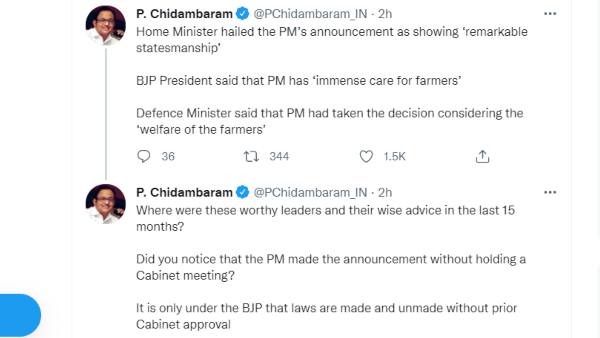 Only Under BJP, the Laws Can Be Drafted And Removed Without Cabinet Approval; P Chidambaram