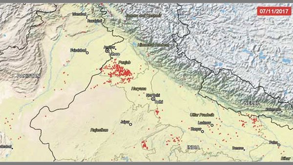 Farm Fires Burn cause River Of Smoke Over Delhi, Nasa Picture reveals