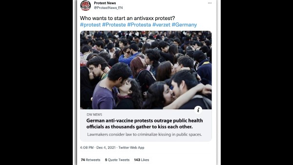 Kiss goodbye to this morphed image of anti-vaccination protest in Germany