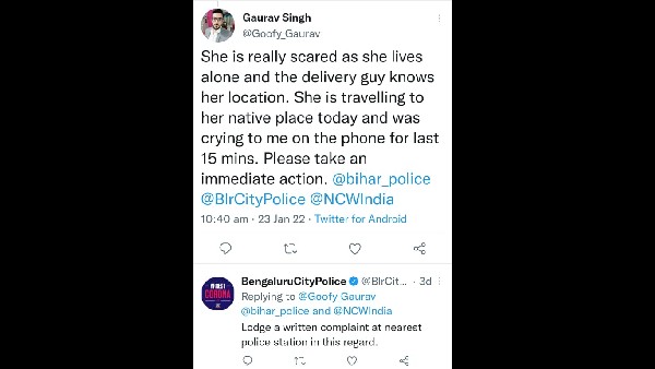 Bengaluru: Complaint against Delivery Boy for sending obscene messages to young woman