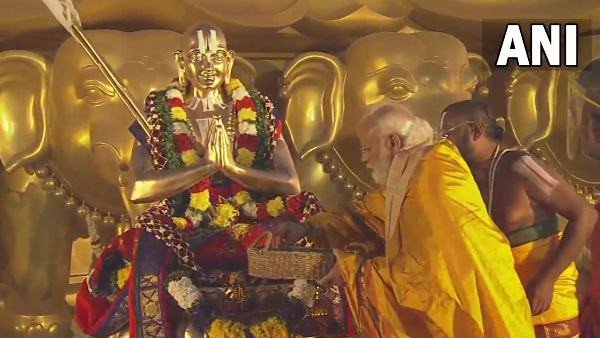 PM Narendra Modi Inaugurates the 216-feet Tall Saint Sri Ramanujacharya Statue in Hyderabad PM Narendra Modi Inaugurates the 216-feet Tall Saint Sri Ramanujacharya Statue in Hyderabad