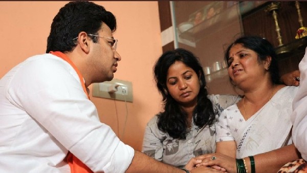 Tejasvi Surya Visits Bajrang Dal Activist Harsha House 