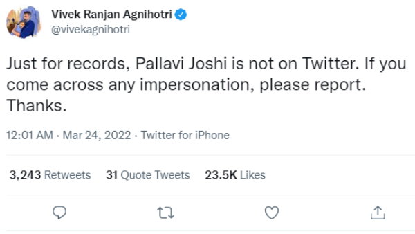 Fact check: Announcement to create Ajmer Files from Twitter account named after Pallavi Joshi