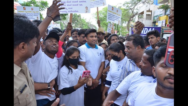 Health Minister Dr Sudhakar Launch Social Justice Walkathon on Dr BR Ambedkar Jayanti