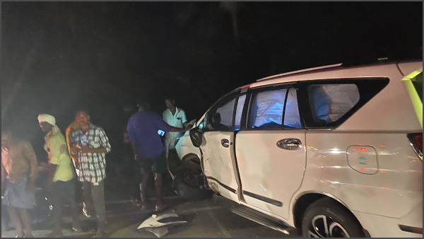 Challakere MLA T Raghumurthy escapes unhurt after car accident