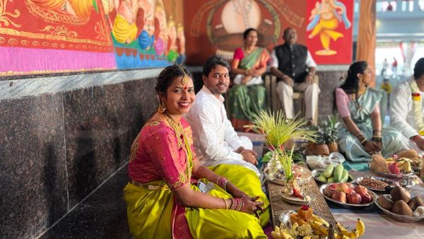 Man Marriage In-front Of Father Wax Statue