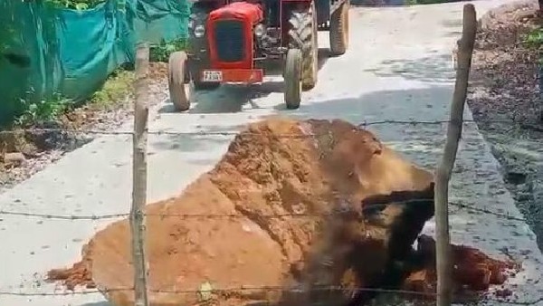 BJP Workers Blocked Newly Constructed Road At Kalasa 