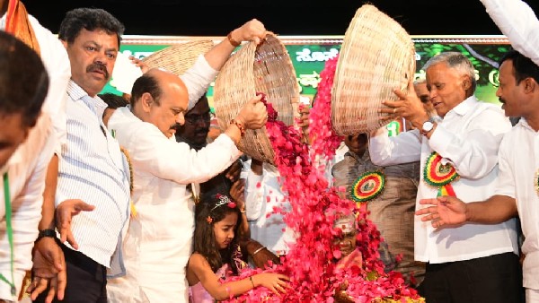 CM Basavaraj Bommai honoured Saalumarada Thimmakka on her 111th birthday in Bengaluru 