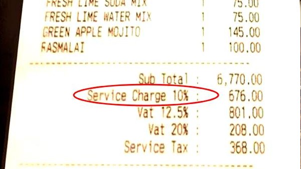 It is Illegal To Charge For Service With Bill In Hotels And Restaurants : Government 