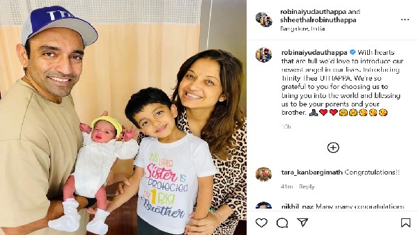 Cricketer Robin Uthappa and his wife Sheethal Blessed baby girl Cricketer Robin Uthappa and his wife Sheethal Blessed baby girl