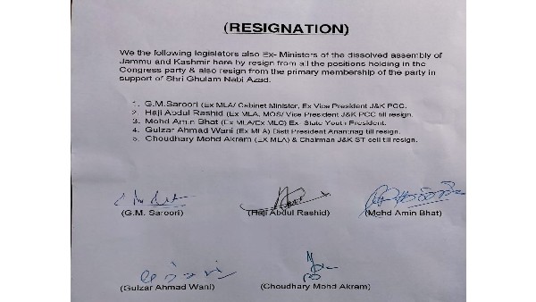 Several Congress leaders from Jammu and Kashmir resign 