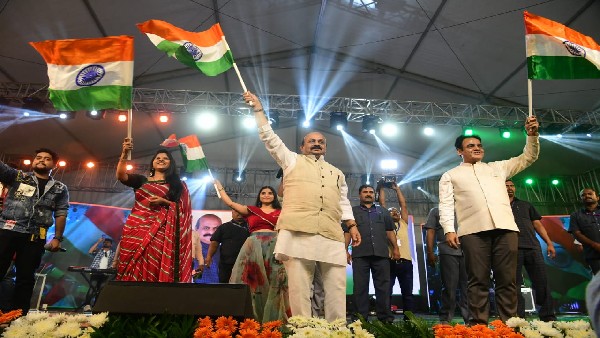 CM Basavaraj Bommai Flag Hoisting in Bengaluru Malleshwaram at Midnight