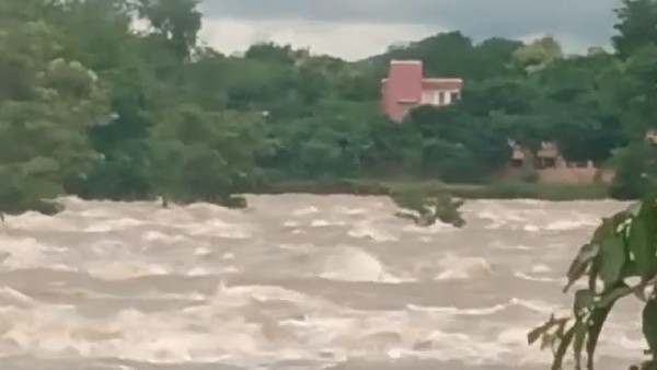 Hogenakkal Falls Area Submerged after water Level Rises in Cauvery River